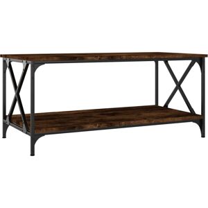 vidaXL Smoked Oak Coffee Table Engineered Wood Iron - Coffee Table vidaXL Smoked Oak Coffee Table Engineered Wood Iron - Coffee Table