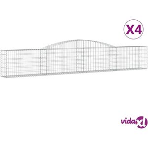 vidaXL Galvanized Iron Arched Gabion Basket - 4 pcs vidaXL Galvanized Iron Arched Gabion Basket - 4 pcs