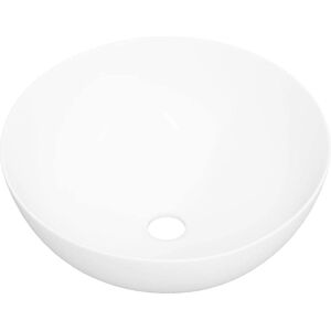 vidaXL White Ceramic Round Countertop Wash Basin - Wash Type vidaXL White Ceramic Round Countertop Wash Basin - Wash Type