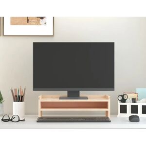 vidaXL Monitor Stand - Stable Wooden Support with Storage - Monitor Stand vidaXL Monitor Stand - Stable Wooden Support with Storage - Monitor Stand