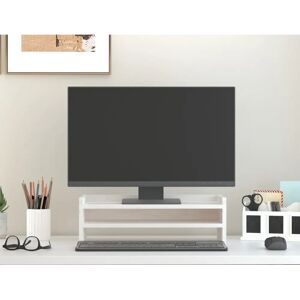 vidaXL White Monitor Stand 50x24x16 cm Solid Wood Pine - Monitor Stand vidaXL White Monitor Stand 50x24x16 cm Solid Wood Pine - Monitor Stand