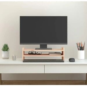 vidaXL Pine Wood Monitor Stand - Support for Desktop, Brown vidaXL Pine Wood Monitor Stand - Support for Desktop, Brown