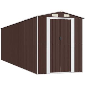 vidaXL Garden Shed Dark Brown 192x689x223 cm Galvanised Steel - Garden Shed vidaXL Garden Shed Dark Brown 192x689x223 cm Galvanised Steel - Garden Shed