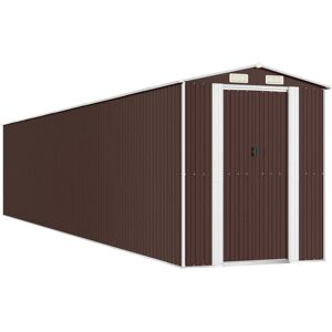 vidaXL Garden Shed Dark Brown 192x1021x223 cm Galvanised Steel Outdoor Tool Storage vidaXL Garden Shed Dark Brown 192x1021x223 cm Galvanised Steel Outdoor Tool Storage