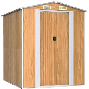VidaXL Garden Shed Galvanized Steel Outdoor Tool Storage - Light Brown VidaXL Garden Shed Galvanized Steel Outdoor Tool Storage - Light Brown
