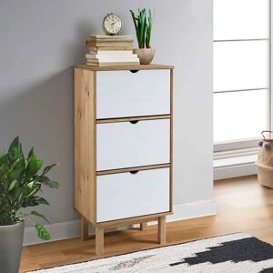 vidaXL Solid Wood Pine Shoe Cabinet - 3 Drawers - Brown and White - Shoe Storage vidaXL Solid Wood Pine Shoe Cabinet - 3 Drawers - Brown and White - Shoe Storage