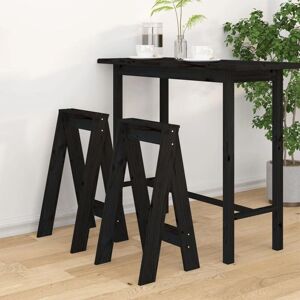 vidaXL Solid Wood Pine Stools - 2 pcs, Black, 40x40x75 cm - Stool vidaXL Solid Wood Pine Stools - 2 pcs, Black, 40x40x75 cm - Stool