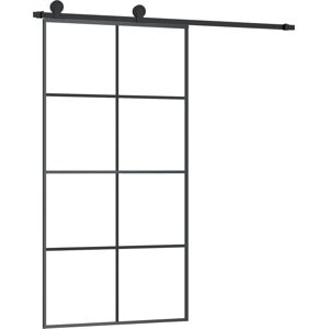 vidaXL Schuifdeur - 102,5x205 cm ESG Glas Aluminium Zwart vidaXL Schuifdeur - 102,5x205 cm ESG Glas Aluminium Zwart