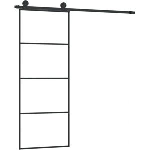 vidaXL Sliding Door - 76x205 cm - Black - Space-saving, ESG glass, Aluminum vidaXL Sliding Door - 76x205 cm - Black - Space-saving, ESG glass, Aluminum
