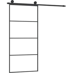 vidaXL Sliding Door - 90x205 cm, Black, ESG Glass, Aluminium vidaXL Sliding Door - 90x205 cm, Black, ESG Glass, Aluminium