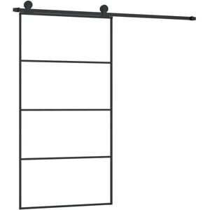 vidaXL Schiebetür mit Beschlag 102,5x205 cm ESG-Glas & Aluminium Schwarz - Schiebetür vidaXL Schiebetür mit Beschlag 102,5x205 cm ESG-Glas & Aluminium Schwarz - Schiebetür