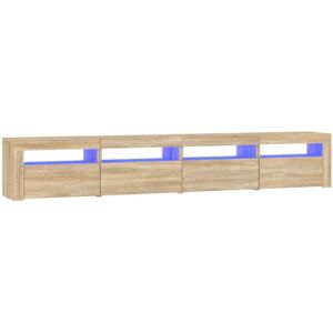 Mueble de TV vidaXL Roble Sonoma con luces LED - 240x35x40 cm Mueble de TV vidaXL Roble Sonoma con luces LED - 240x35x40 cm