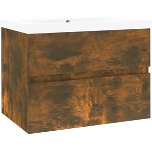 vidaXL Smoked Oak Built-in Basin Sink Cabinet vidaXL Smoked Oak Built-in Basin Sink Cabinet