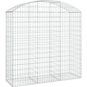 vidaXL Arched Gabion Basket - Galvanized Iron, 150x50x140/160 cm vidaXL Arched Gabion Basket - Galvanized Iron, 150x50x140/160 cm