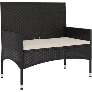 vidaXL Gartenbank 2-Sitzer mit Polster Schwarz Poly Rattan - Gartenbank vidaXL Gartenbank 2-Sitzer mit Polster Schwarz Poly Rattan - Gartenbank