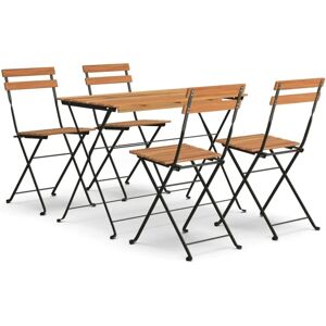 Maisonchic - Foldable Outdoor Bistro Set - 5 pcs - Acacia & Steel Maisonchic - Foldable Outdoor Bistro Set - 5 pcs - Acacia & Steel