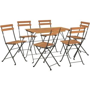 vidaXL Sammenleggbart Bistro-Sett 7 deler Akasietre Stål vidaXL Sammenleggbart Bistro-Sett 7 deler Akasietre Stål