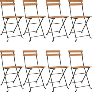 Vidaxl - Foldable Bistro Chairs - Teak & Steel - Brown Vidaxl - Foldable Bistro Chairs - Teak & Steel - Brown
