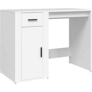 vidaXL White Engineered Wood Desk - Office Study Table vidaXL White Engineered Wood Desk - Office Study Table