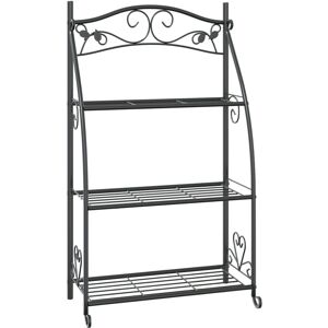 vidaXL Steel Black Flower Rack 56x30x96 cm Ladder Shelf vidaXL Steel Black Flower Rack 56x30x96 cm Ladder Shelf