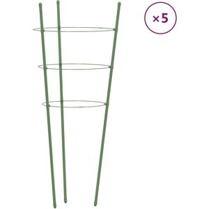 Supports pour plantes de jardin avec 3 anneaux 5 pcs - Supports pour plantes Supports pour plantes de jardin avec 3 anneaux 5 pcs - Supports pour plantes