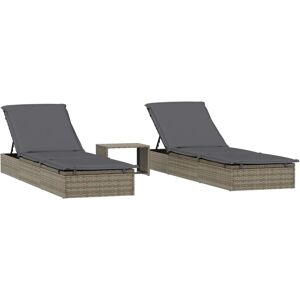 Maisonchic - Conjunto de tumbonas con 2 reposapiés y mesa - Gris Maisonchic - Conjunto de tumbonas con 2 reposapiés y mesa - Gris