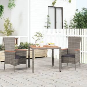 vidaXL Garden Table with Wooden Panel Grey Poly Rattan and Acacia vidaXL Garden Table with Wooden Panel Grey Poly Rattan and Acacia