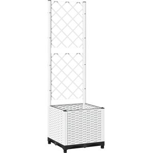 vidaXL Garden Planter with Trellis White 40x40x136 cm PP Outdoor Raised Bed vidaXL Garden Planter with Trellis White 40x40x136 cm PP Outdoor Raised Bed