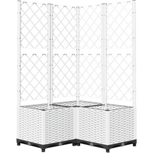 Jardinera con enrejado blanco 80x80x136 cm PP vidaXL - Maceta de jardín Jardinera con enrejado blanco 80x80x136 cm PP vidaXL - Maceta de jardín