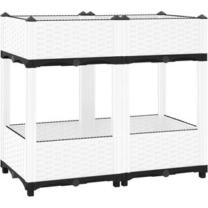 vidaXL White Raised Bed 80x40x71 cm Polypropylene Garden Planter vidaXL White Raised Bed 80x40x71 cm Polypropylene Garden Planter
