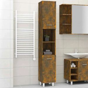 vidaXL Smoked Oak Bathroom Cabinet - Engineered Wood Storage Shelf Rack vidaXL Smoked Oak Bathroom Cabinet - Engineered Wood Storage Shelf Rack