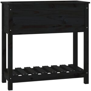 vidaXL Black Pine Planter with Shelf - Planter - Garden Decor vidaXL Black Pine Planter with Shelf - Planter - Garden Decor