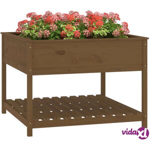 vidaXL Honey Brown 111.5x111.5x81 cm Solid Wood Pine Planter with Shelf vidaXL Honey Brown 111.5x111.5x81 cm Solid Wood Pine Planter with Shelf