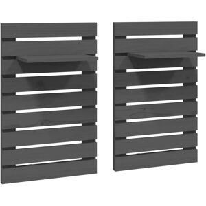 vidaXL Solid Wood Pine Wall-mounted Bedside Shelves - 2 pcs, Grey vidaXL Solid Wood Pine Wall-mounted Bedside Shelves - 2 pcs, Grey