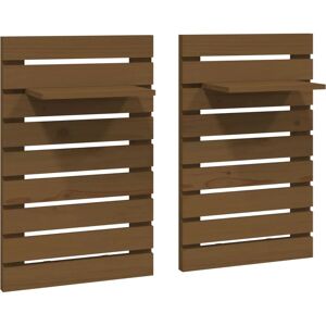vidaXL 2x Solid Wood Pine Wall-mounted Bedside Shelves - Bedside Shelves vidaXL 2x Solid Wood Pine Wall-mounted Bedside Shelves - Bedside Shelves