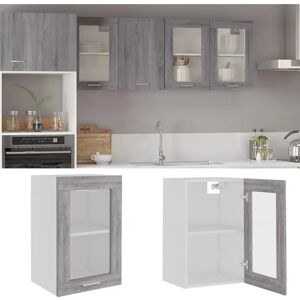 vidaXL Grey Sonoma Hanging Glass Cabinet - Kitchen Storage vidaXL Grey Sonoma Hanging Glass Cabinet - Kitchen Storage