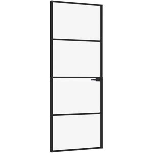 vidaXL Black Interior Door 76x201.5 cm Tempered Glass & Aluminium - Interior Door vidaXL Black Interior Door 76x201.5 cm Tempered Glass & Aluminium - Interior Door