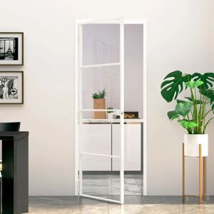 vidaXL Weiße Innentür 76x201,5 cm Gehärtetes Glas Aluminium - Innentür vidaXL Weiße Innentür 76x201,5 cm Gehärtetes Glas Aluminium - Innentür