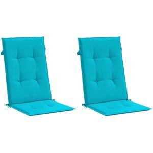 vidaXL Hoge rug kussens - 2 stuks Turquoise Stof - Kussens vidaXL Hoge rug kussens - 2 stuks Turquoise Stof - Kussens