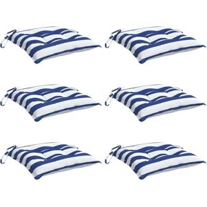 vidaXL Stoelkussen 6 stuks Blauwe & Witte Strepen - Stoelkussen vidaXL Stoelkussen 6 stuks Blauwe & Witte Strepen - Stoelkussen