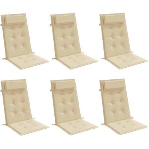 vidaXL Hochlehner-Kissen - 6 Stück Beige Oxford Stoff - Kissen vidaXL Hochlehner-Kissen - 6 Stück Beige Oxford Stoff - Kissen