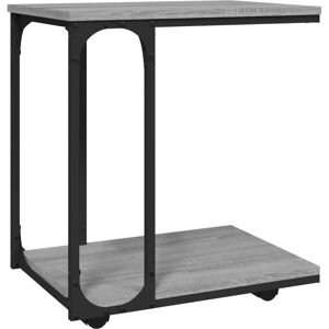 vidaXL Grey Sonoma Side Table with Wheels - Side Table vidaXL Grey Sonoma Side Table with Wheels - Side Table