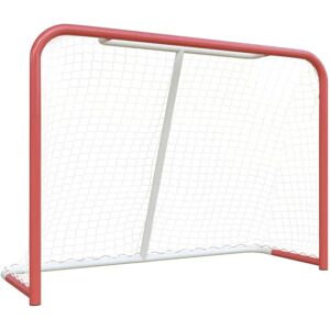 vidaXL Hockey Goal with Net Red and White Steel and Polyester - Hockey Goal vidaXL Hockey Goal with Net Red and White Steel and Polyester - Hockey Goal