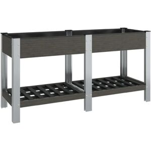 vidaXL Garden Raised Bed with Shelf Grey 175x50x75 cm WPC - Garden Raised Bed vidaXL Garden Raised Bed with Shelf Grey 175x50x75 cm WPC - Garden Raised Bed