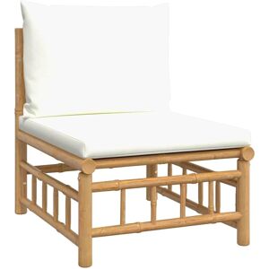 Sofá de jardín en bambú con cojines blancos crema vidaXL Sofá de jardín en bambú con cojines blancos crema vidaXL