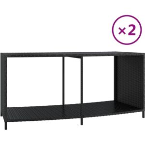 vidaXL Opslagrekken 2 stuks Poly rattan Zwart - Boekenkast vidaXL Opslagrekken 2 stuks Poly rattan Zwart - Boekenkast