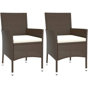 vidaXL Garden Chairs Outdoor Armchair with Cushions - 2 pcs - Brown Poly Rattan - Garden Chairs vidaXL Garden Chairs Outdoor Armchair with Cushions - 2 pcs - Brown Poly Rattan - Garden Chairs