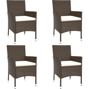 vidaXL Garden Chairs Outdoor Armchair with Cushions - 4 pcs - Brown - Garden Chairs vidaXL Garden Chairs Outdoor Armchair with Cushions - 4 pcs - Brown - Garden Chairs