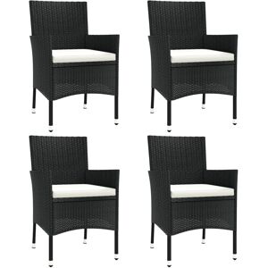 vidaXL Garden Chairs Outdoor Armchair with Cushions - Black Poly Rattan - Garden Chairs vidaXL Garden Chairs Outdoor Armchair with Cushions - Black Poly Rattan - Garden Chairs