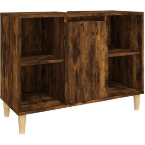 vidaXL Smoked Oak Sink Cabinet - Bathroom Storage 80x33x60cm vidaXL Smoked Oak Sink Cabinet - Bathroom Storage 80x33x60cm